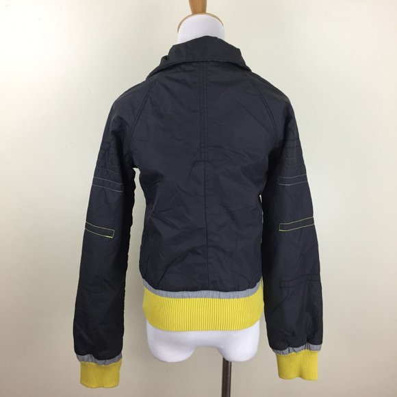 55DSL by Diesel Dark Gray Mustard/Yellow Trim Zip Pockets Logo Hardware Jacket - Picture 9 of 9